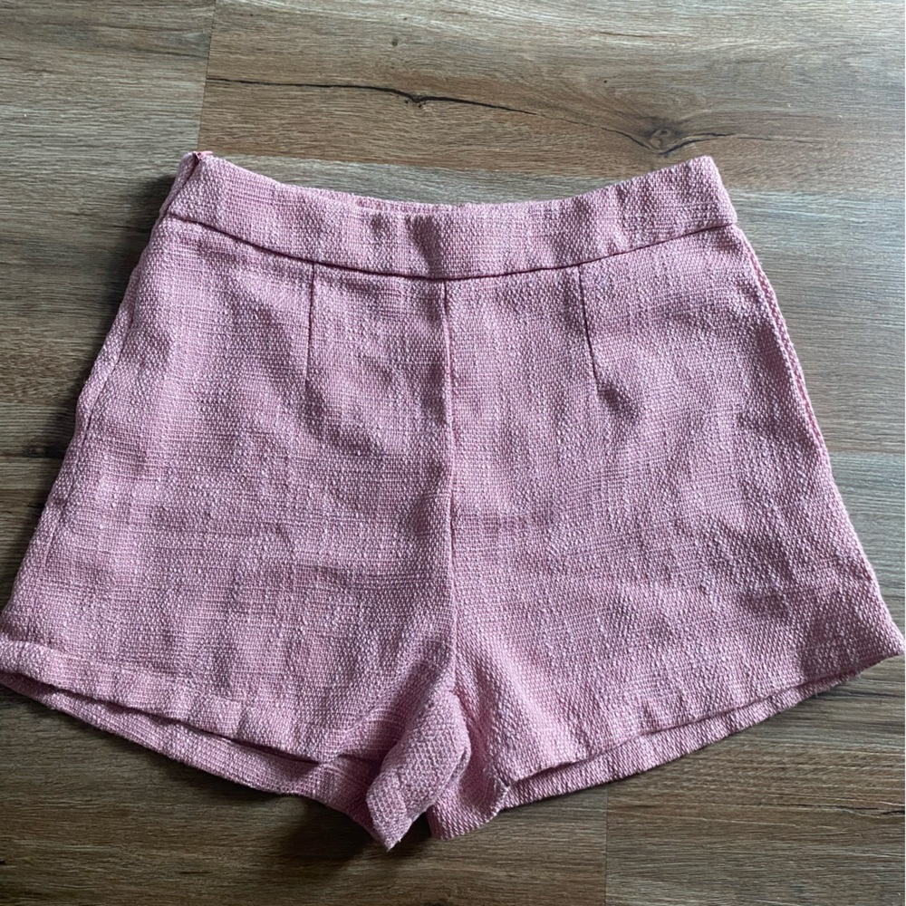 SHEIN High Waist Textured Pink Shorts